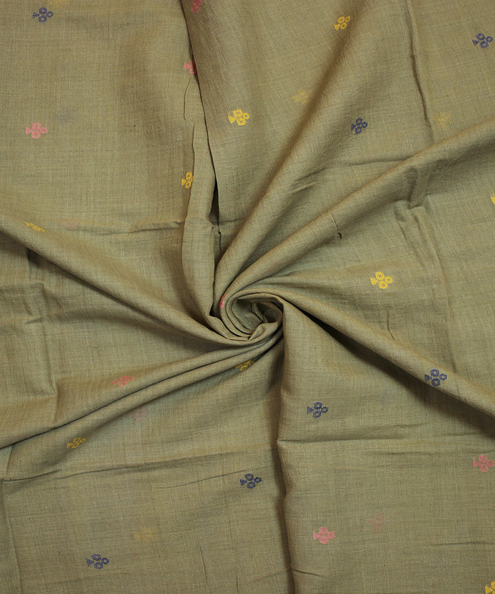Khakhi cotton handwoven jamdani fabric