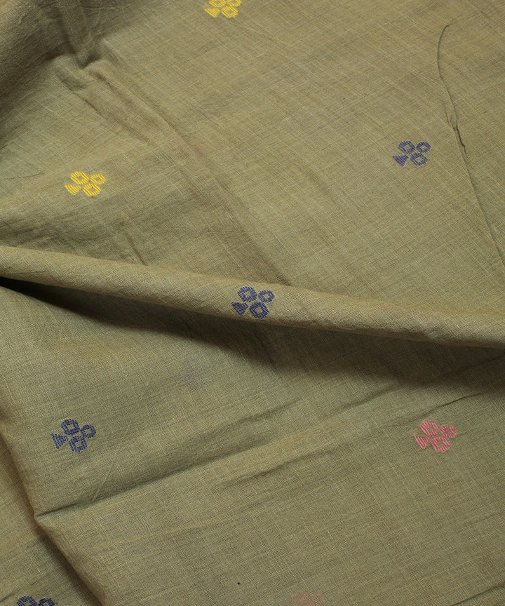 Khakhi cotton handwoven jamdani fabric