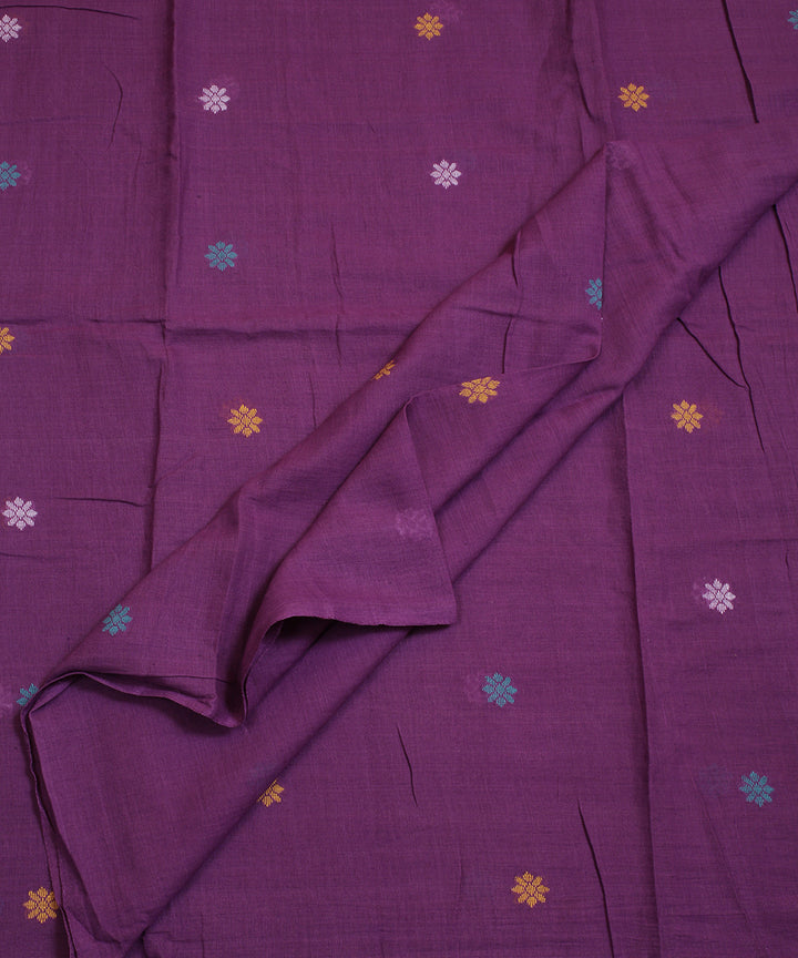 Purple handwoven cotton jamdani fabric