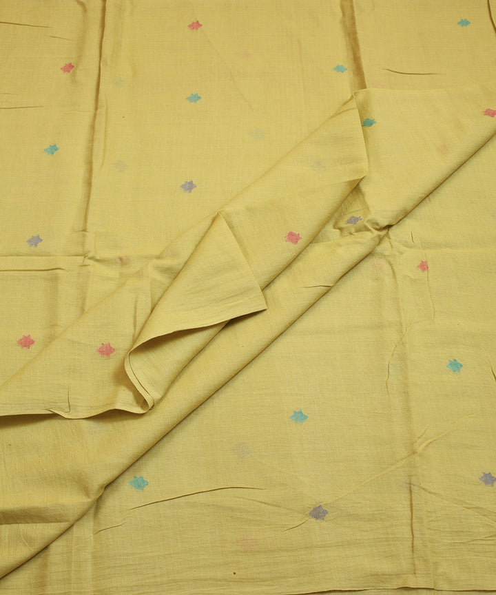 Lime handwoven cotton jamdani fabric