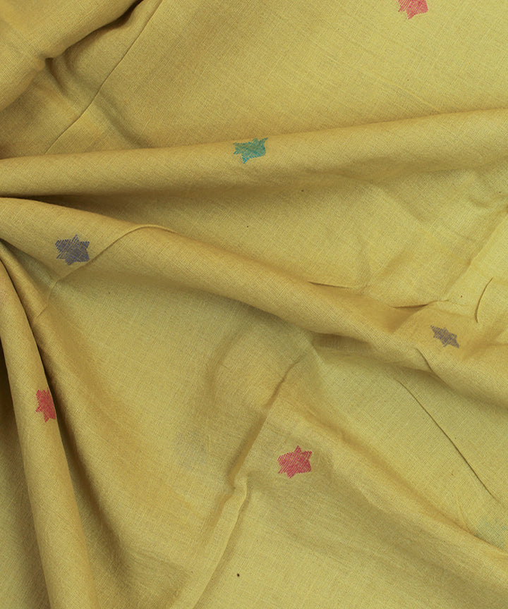 Lime handwoven cotton jamdani fabric