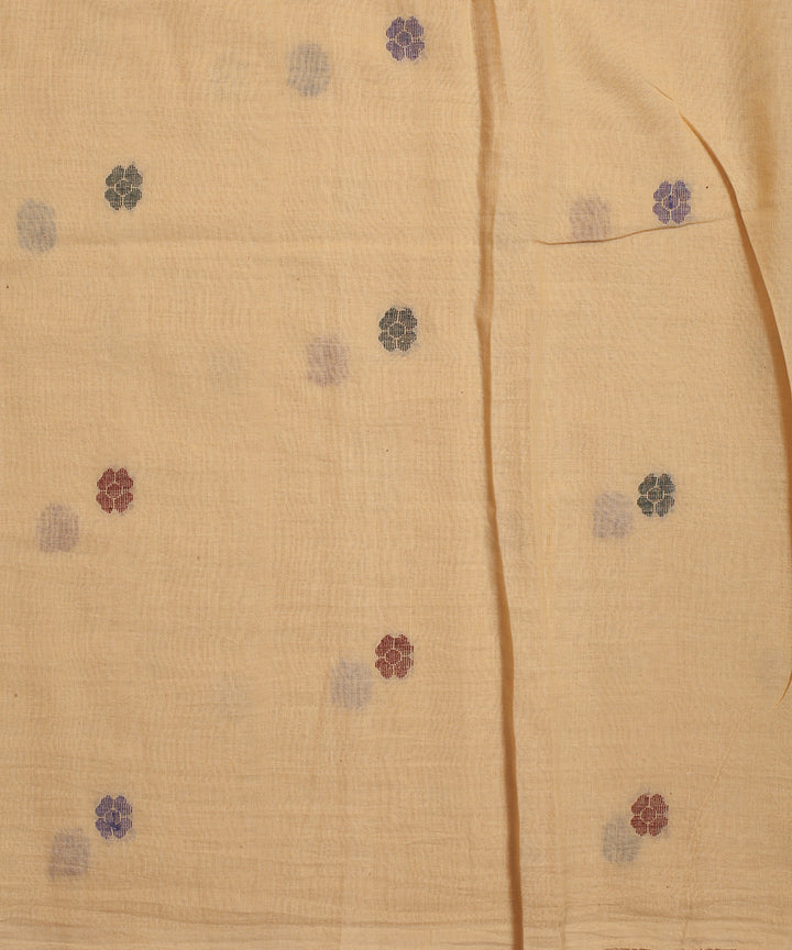 Beige handwoven cotton jamdani fabric
