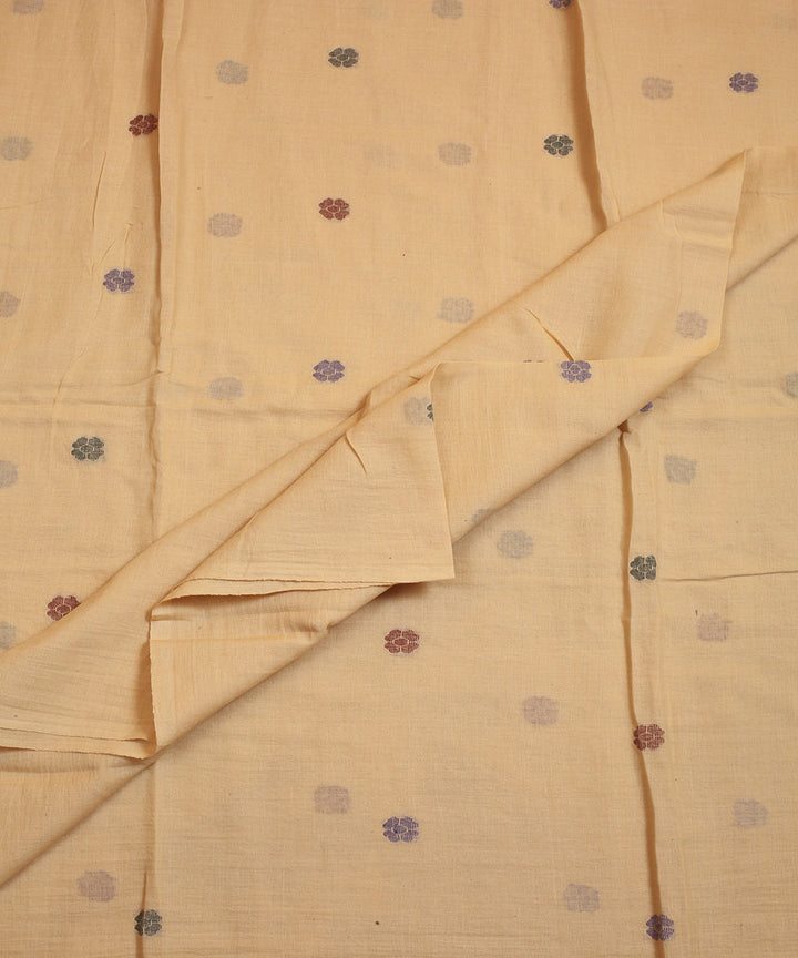 Beige handwoven cotton jamdani fabric
