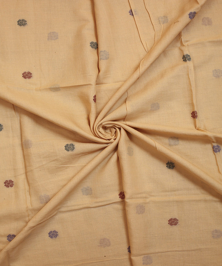 Beige handwoven cotton jamdani fabric
