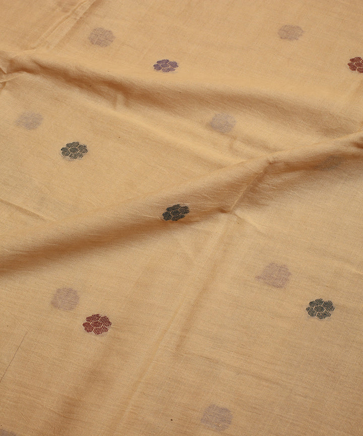 Beige handwoven cotton jamdani fabric