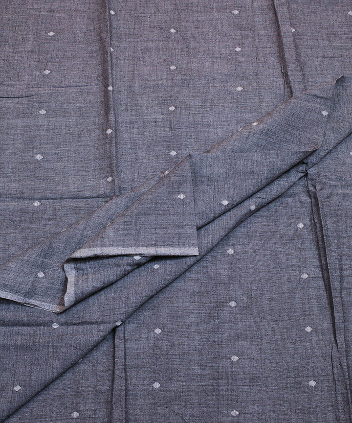 Grey white handwoven cotton jamdani fabric