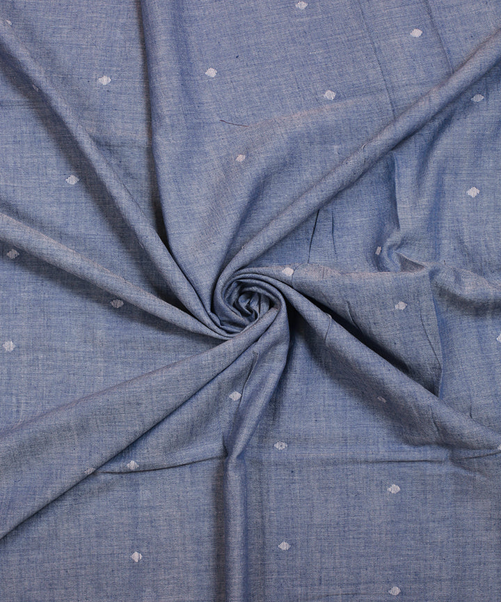 Blue white handwoven cotton jamdani fabric