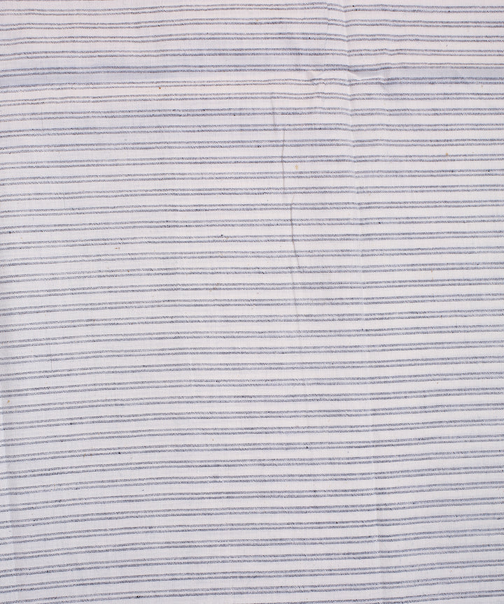 White grey double striped handwoven bengal cotton fabric