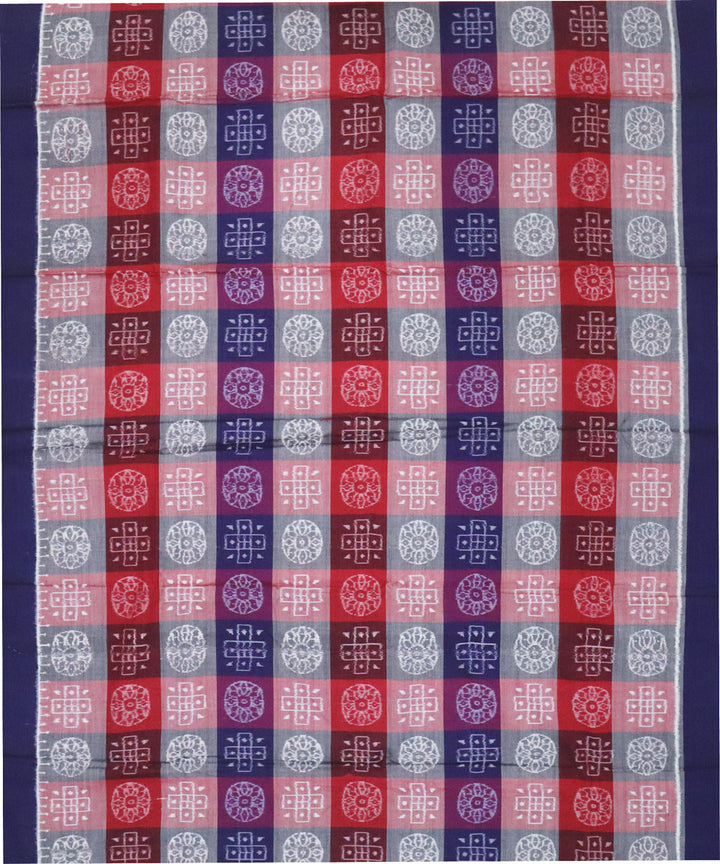 Red blue handwoven cotton sambalpuri dress material