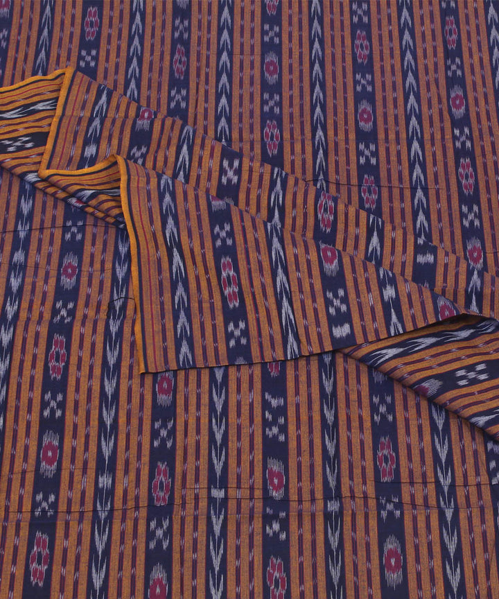 2.4 m navy blue yellow handwoven cotton nuapatna kurta material