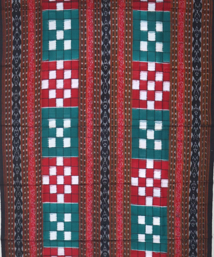 Ruby red green handwoven cotton sambalpuri dress material