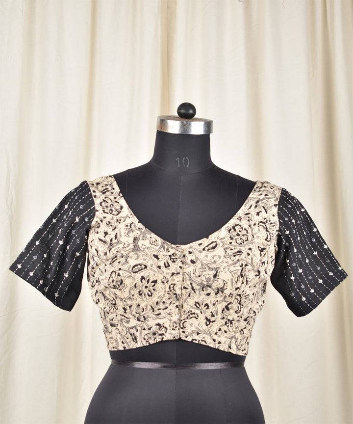 Black handwoven kalamkari embroidered blouse