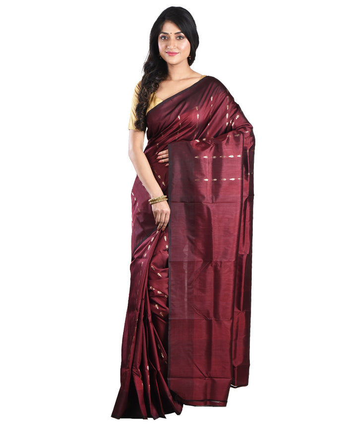 Maroon handwoven silk saree