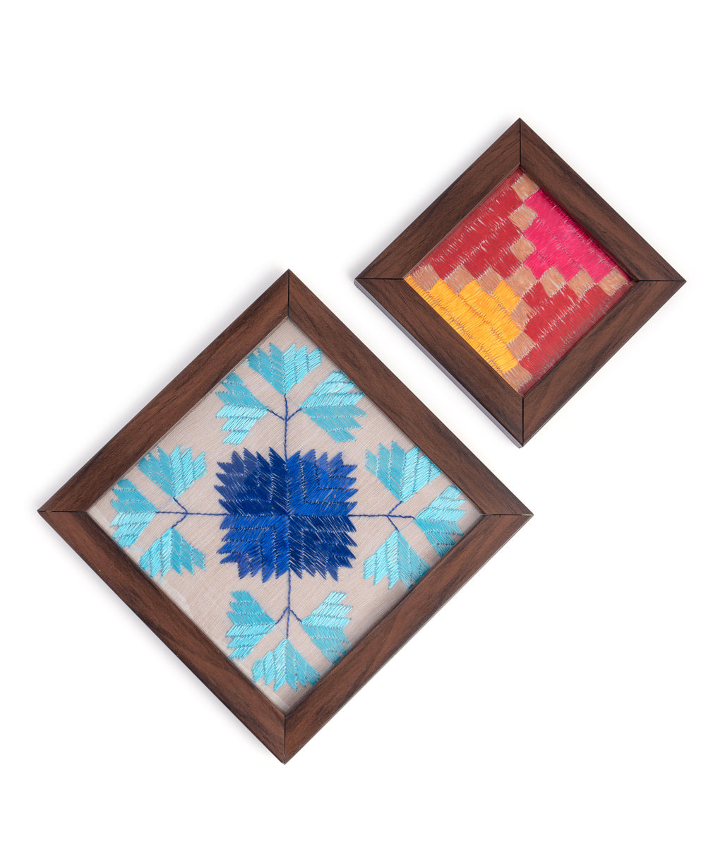 Phulkari small coaster & blue wall frame