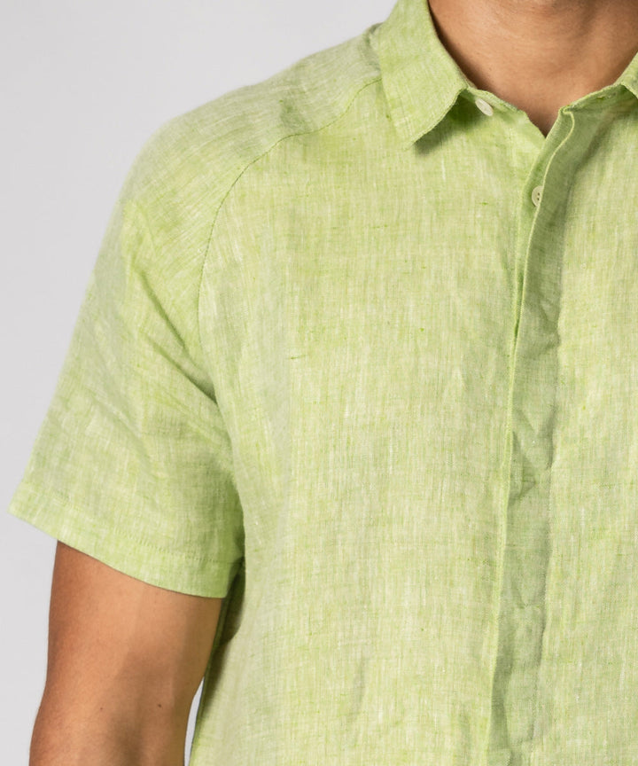 Green linen handwoven shirt