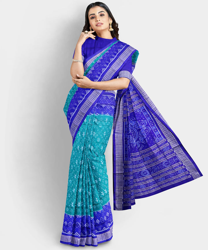 Viridian green multicolor silk handwoven sambalpuri saree