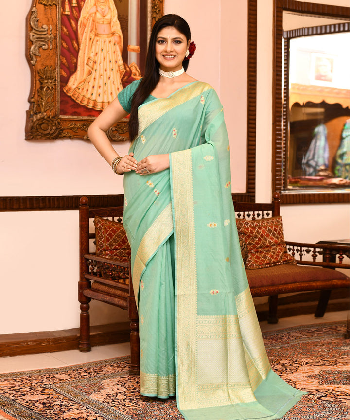 Light green silk handloom banarasi saree