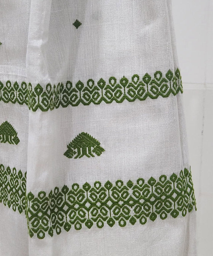 White green handloom assam cotton stole