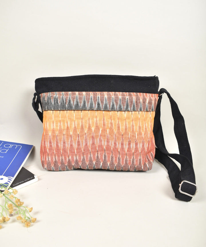 Black multicolor handcrafted cotton pochampally ikat bag