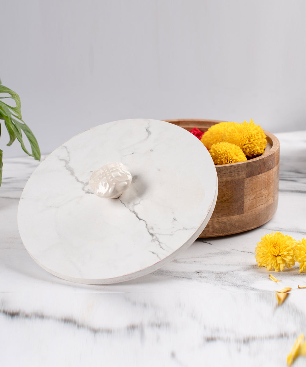 Wooden round box with sunmica lid