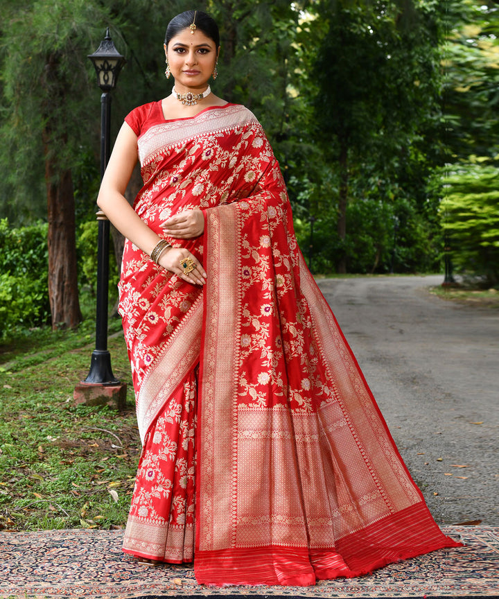 Red handloom banarasi silk saree