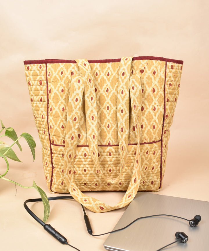 Mustard handcrafted cotton pochampally ikat bag