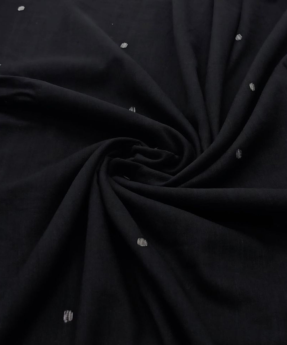 Black buti handwoven cotton jamdani fabric