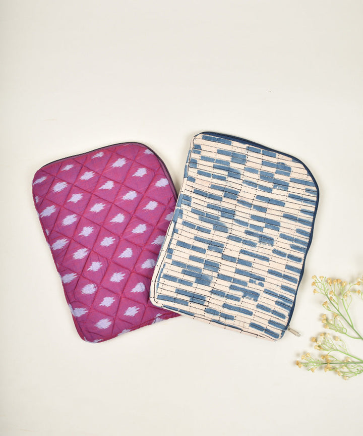 Pink handcrafted cotton pochampally ikat laptop sleeve