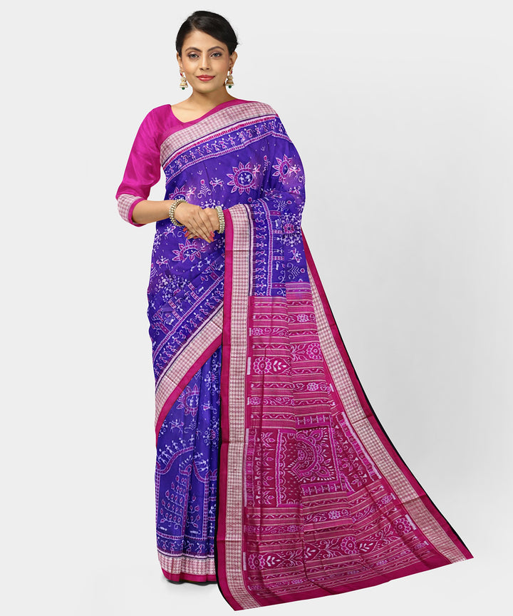 Cosmic cobalt multicolor silk handwoven sambalpuri saree