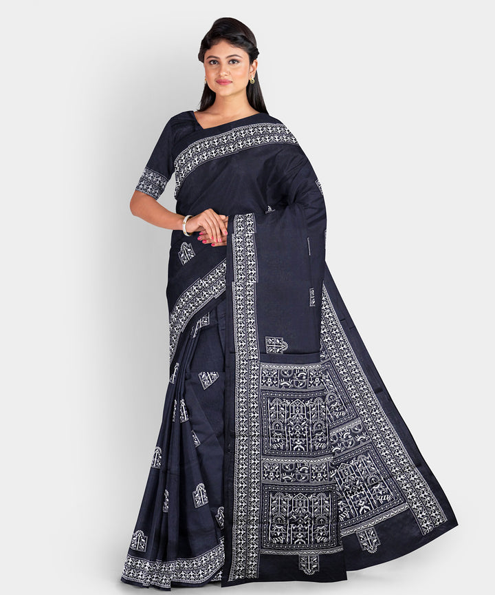 Black multicolor handwoven sambalpuri silk saree