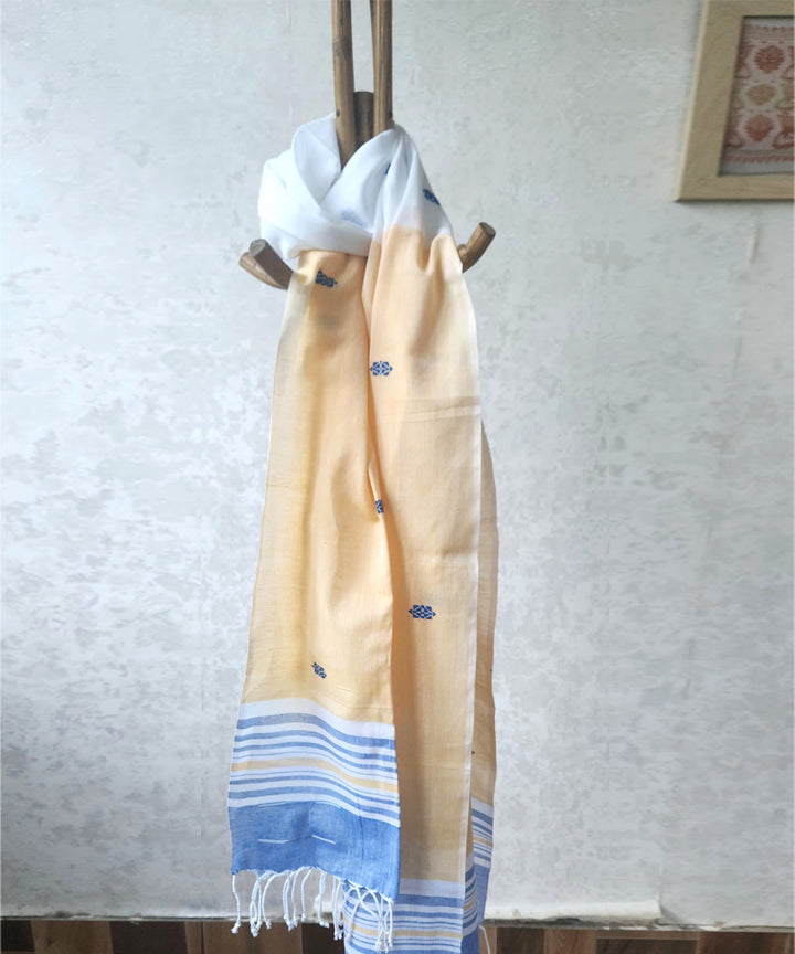 Orange multi color handloom cotton assam stole