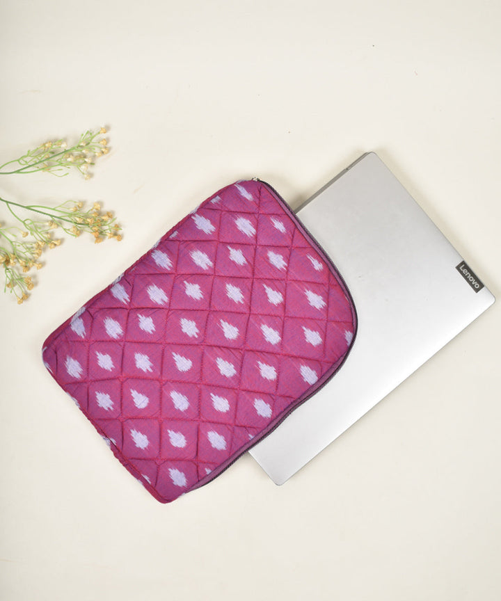 Pink handcrafted cotton pochampally ikat laptop sleeve