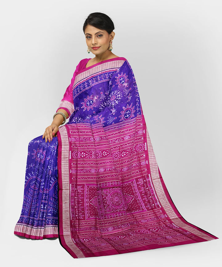 Cosmic cobalt multicolor silk handwoven sambalpuri saree