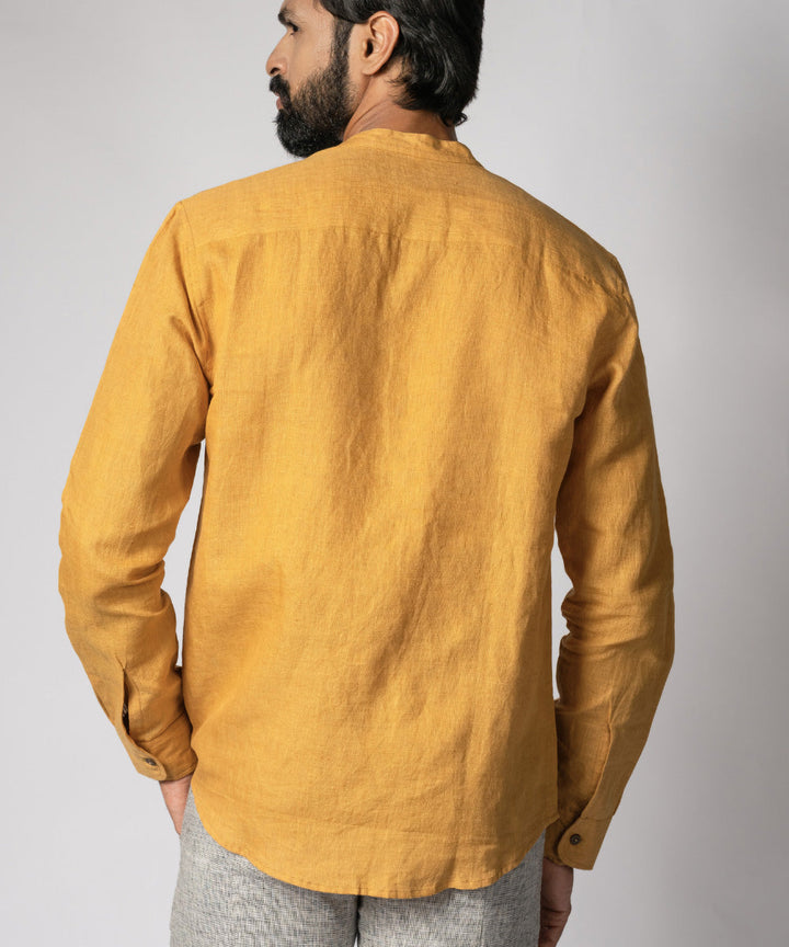 Mustard handwoven linen shirt