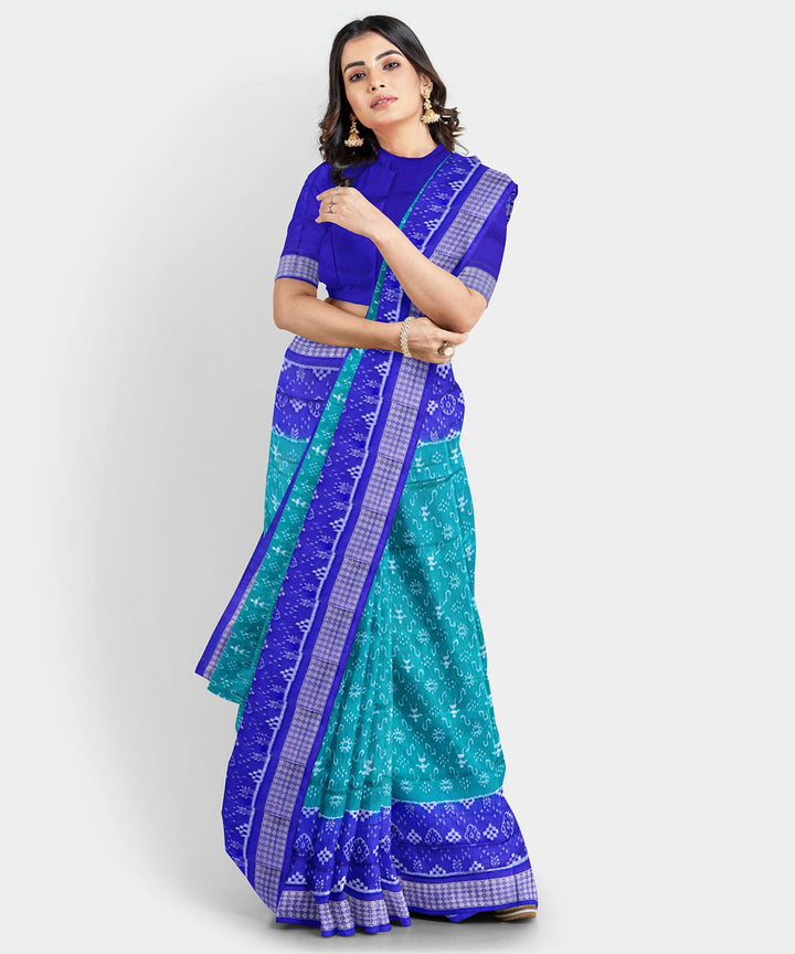 Viridian green multicolor silk handwoven sambalpuri saree