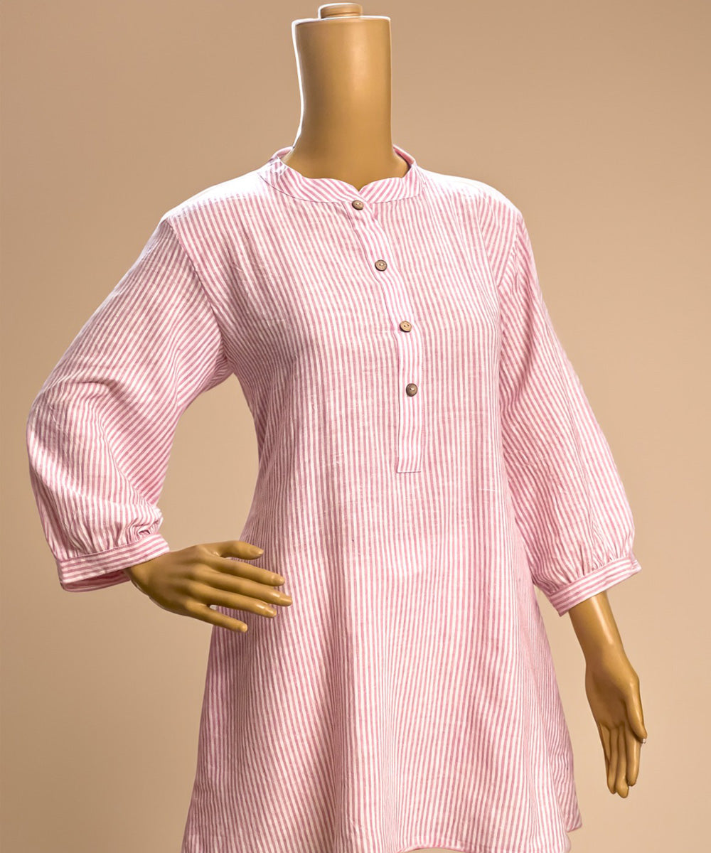 Pink handwoven cotton short kurti