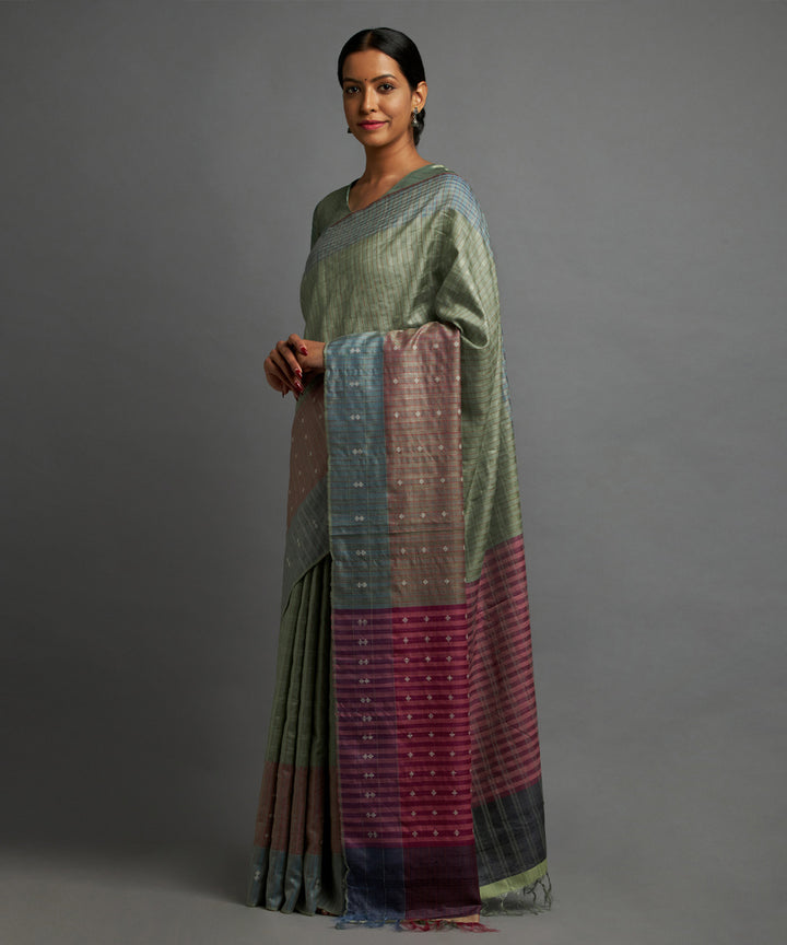 Pistachio kosa handloom chhattisgarh silk saree