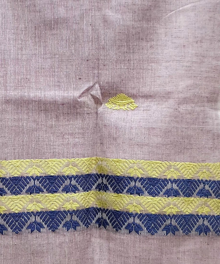 Mauve bule and yellow handloom cotton assam stole