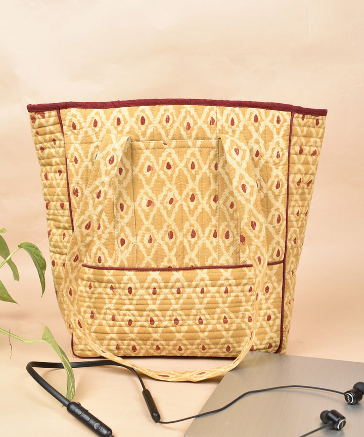 Mustard handcrafted cotton pochampally ikat bag