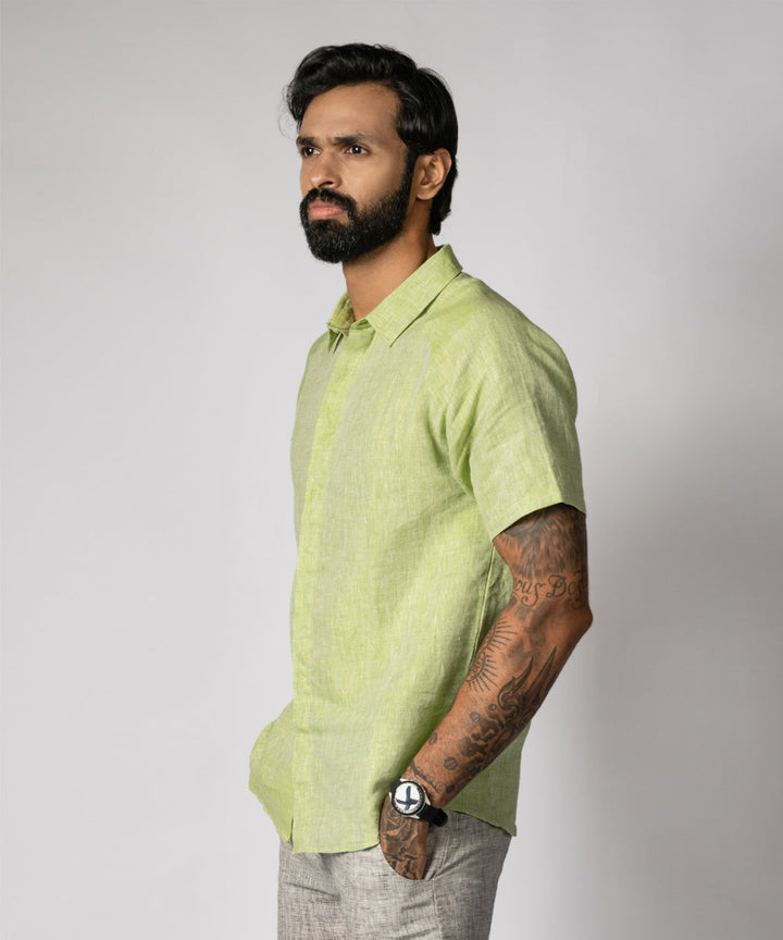 Green linen handwoven shirt