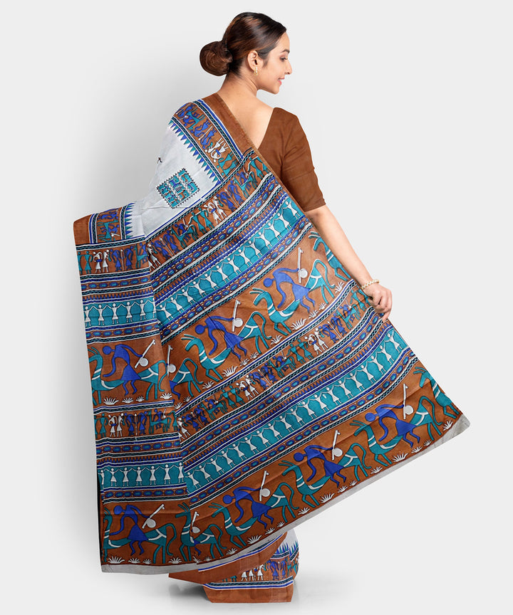 Platinum tussar silk handwoven odisha ikat saree