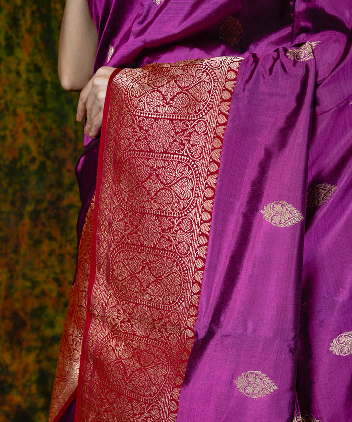 Magenta red silk handwoven banarasi saree