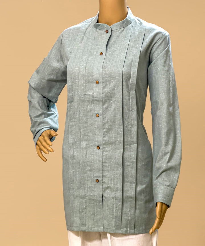 Grey handwoven cotton pleated top