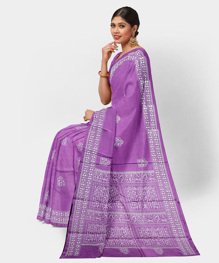 African violet multicolor tussar silk handwoven odisha ikat saree