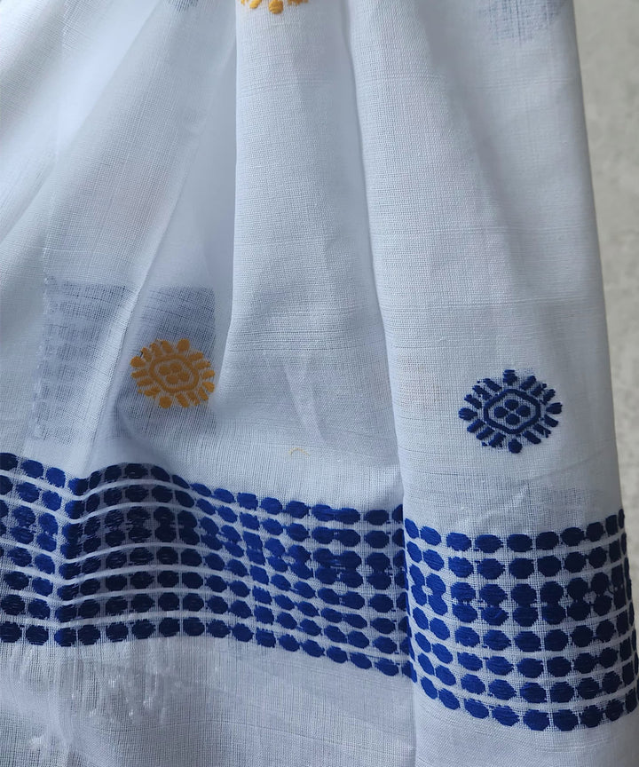White blue handloom cotton assam stole