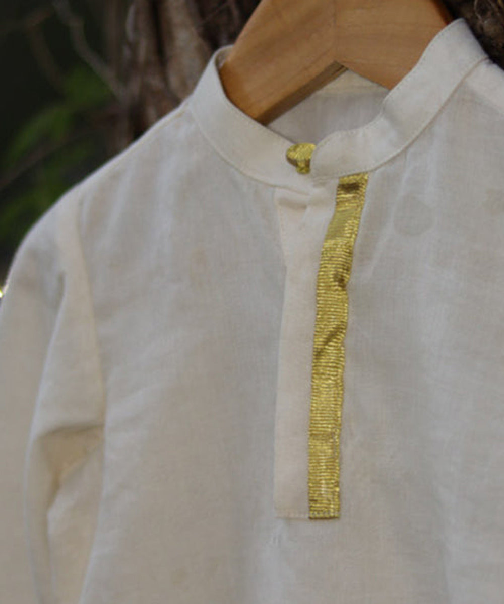 Suvarn white handwoven cotton kurta