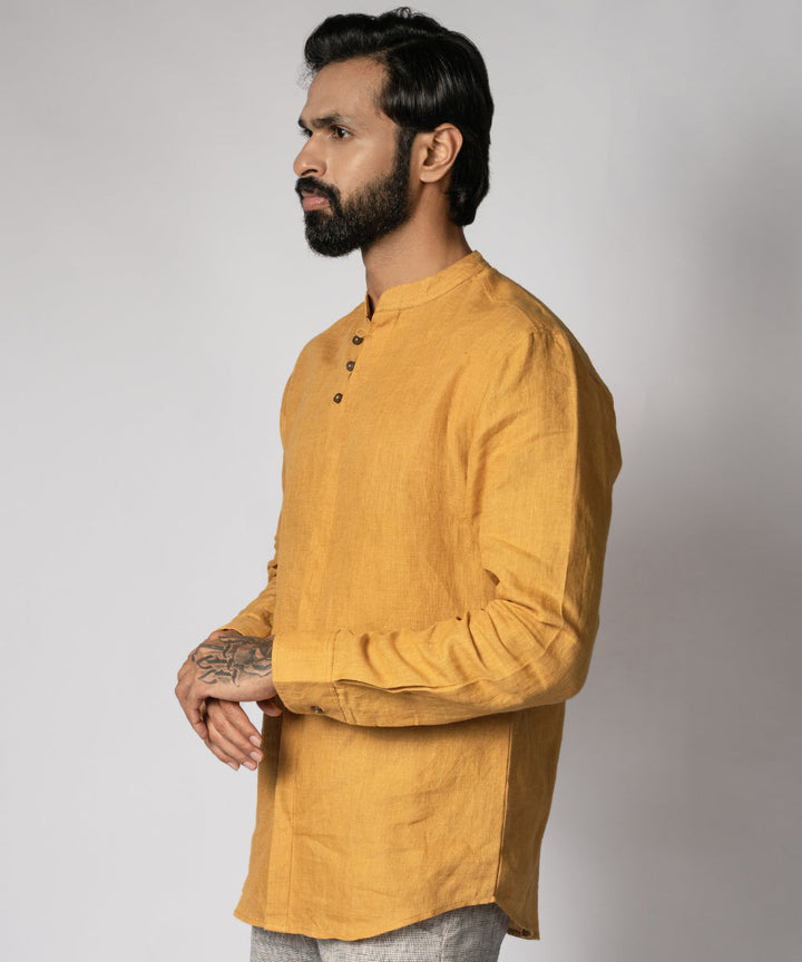Mustard handwoven linen shirt