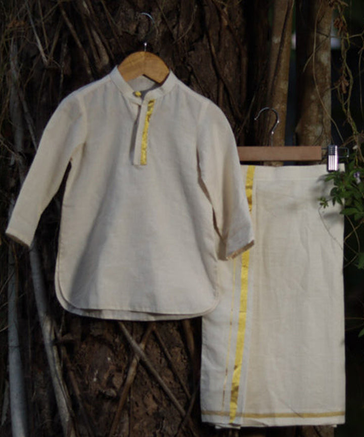 Suvarn white handwoven cotton kurta