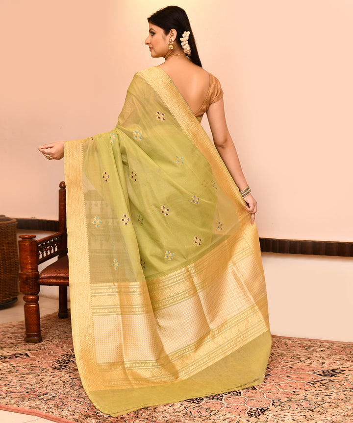 Light green silk handwoven banarasi saree
