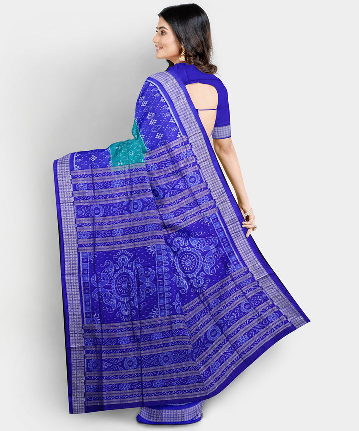 Viridian green multicolor silk handwoven sambalpuri saree